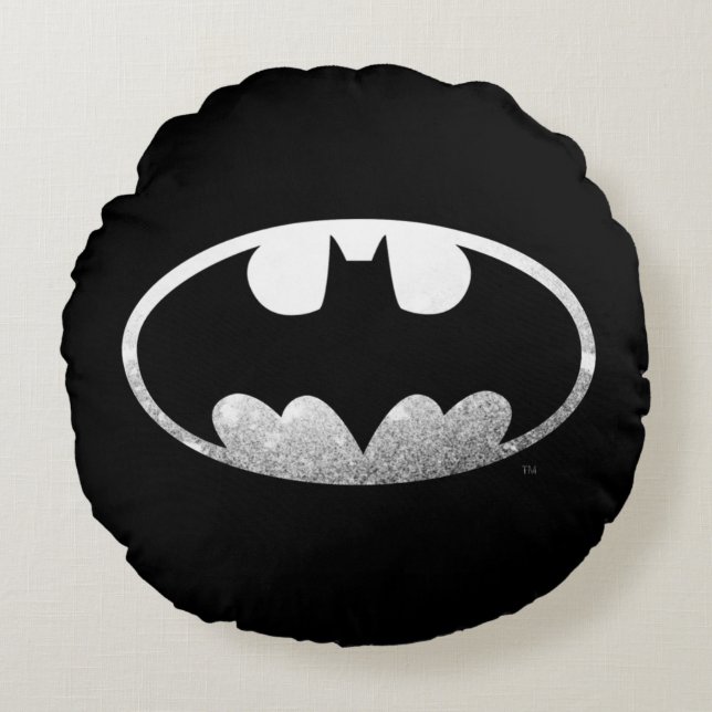 Batman Symbol | Grainy-Logo Rundes Kissen (Vorderseite)