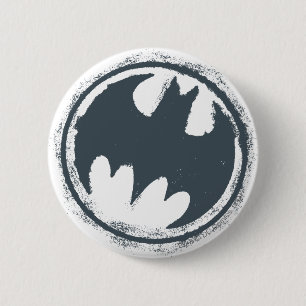 Batman Symbol   Graues Grunge-Logo Button