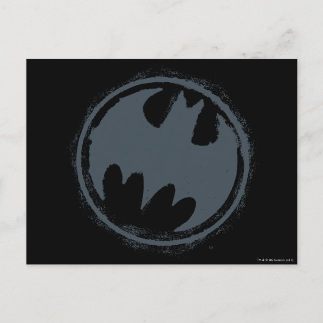 Batman Symbol | Graues Grunge-Logo Postkarte (Vorderseite)