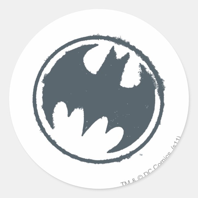 Batman Symbol | Graues Grunge-Logo Runder Aufkleber (Vorderseite)