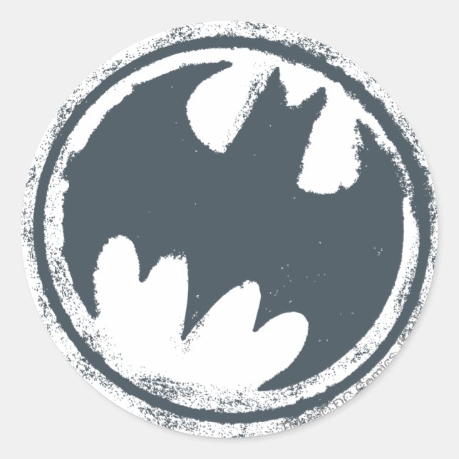 Batman Symbol | Graues Grunge-Logo Runder Aufkleber (Vorderseite)