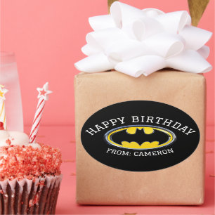 Batman Symbol Klassisches Logo Happy Birthday Ovaler Aufkleber