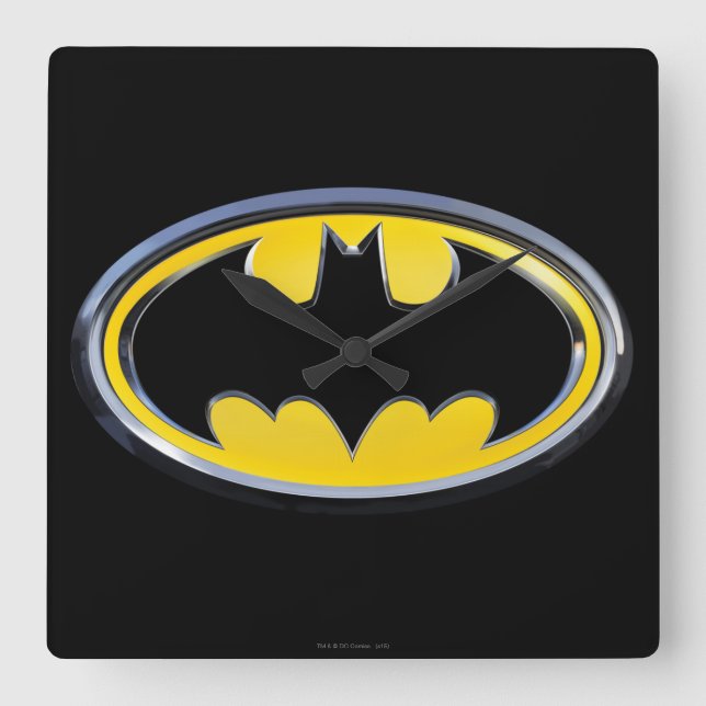 Batman Symbol | Klassisches Logo Quadratische Wanduhr (Vorderseite)