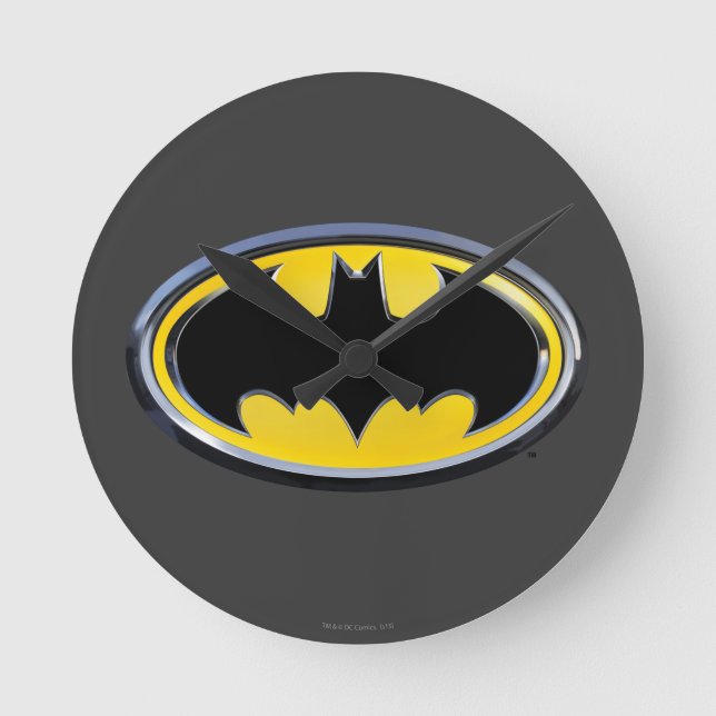 Batman Symbol | Klassisches Logo Runde Wanduhr (Vorderseite)
