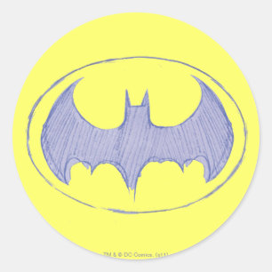Batman Symbol   Lila Sketchbuch Runder Aufkleber