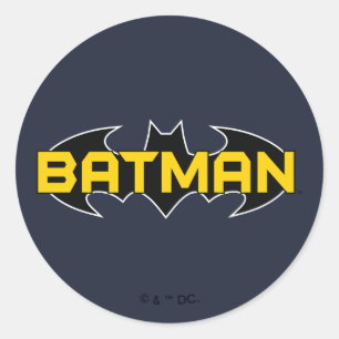 Batman Symbol   Name Gelb/Schwarz Runder Aufkleber