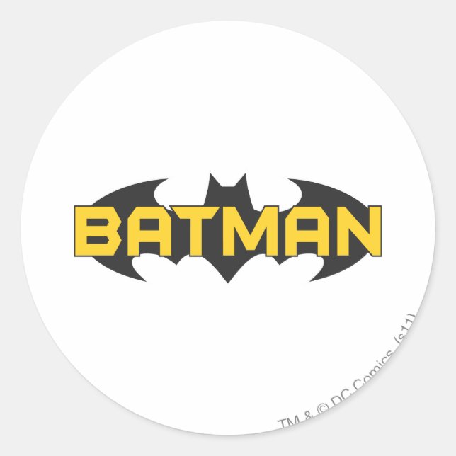 Batman Symbol | Name Gelb/Schwarz Runder Aufkleber (Vorderseite)