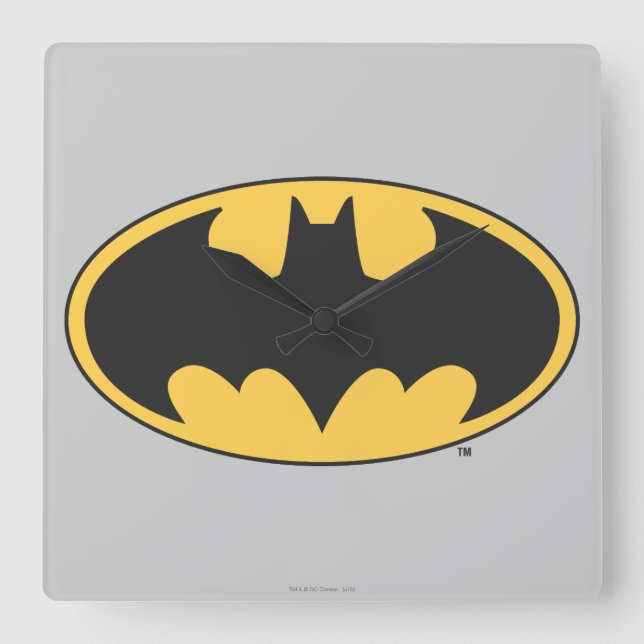 Batman Symbol | Oval Logo Quadratische Wanduhr (Vorderseite)