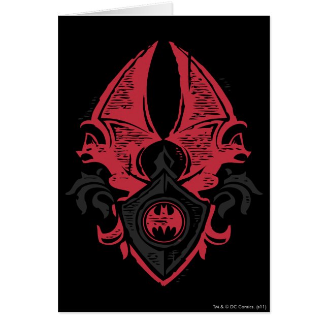 Batman Symbol | Red Black Bat Briefmarke Wappen Lo (Vorne)