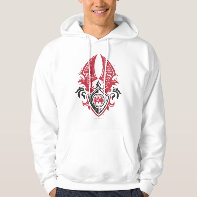 Batman Symbol | Red Black Bat Briefmarke Wappen Lo Hoodie (Vorderseite)