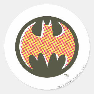 Batman Symbol   Red Halftone Logo Runder Aufkleber