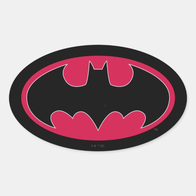 Batman Symbol | Rotes Schwarzes Logo Ovaler Aufkleber (Vorderseite)
