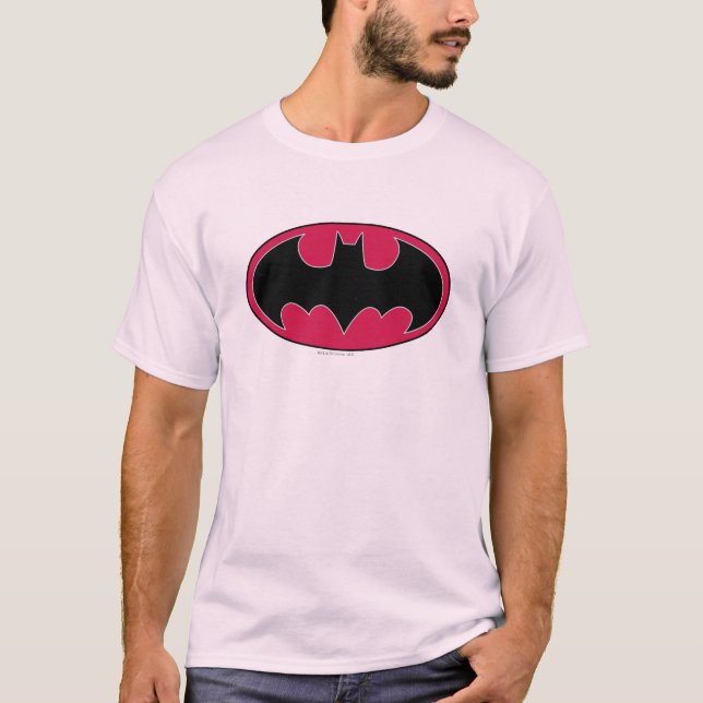 Batman Symbol | Rotes Schwarzes Logo T-Shirt (Vorderseite)