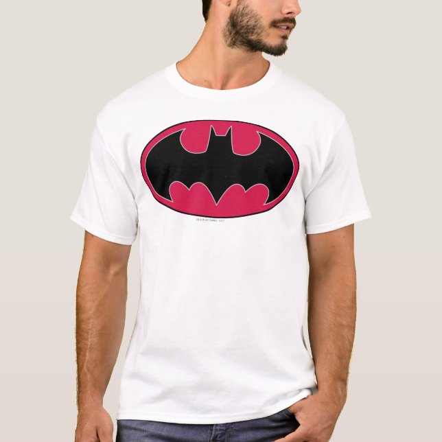 Batman Symbol | Rotes Schwarzes Logo T-Shirt (Vorderseite)