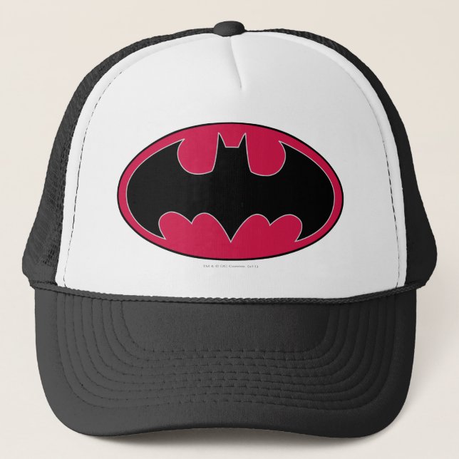 Batman Symbol | Rotes Schwarzes Logo Truckerkappe (Vorderseite)