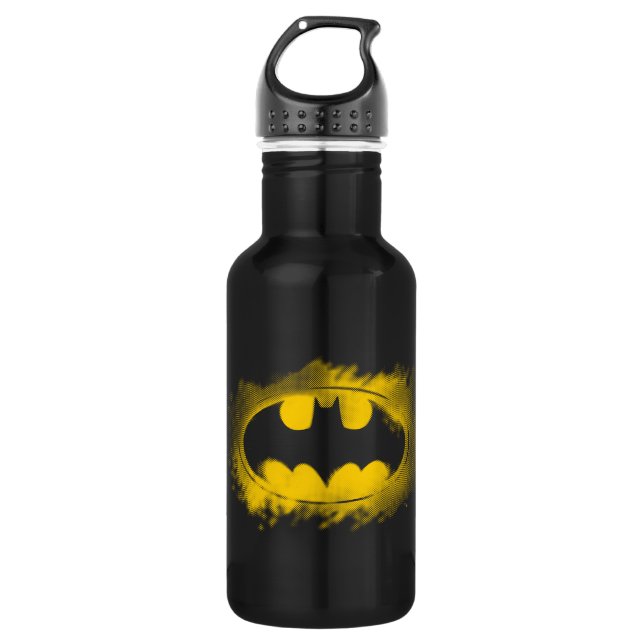 Batman Symbol | Schwarz-Gelb-Logo Edelstahlflasche (Vorderseite)