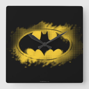 Batman Symbol Schwarz-Gelb-Logo Quadratische Wanduhr