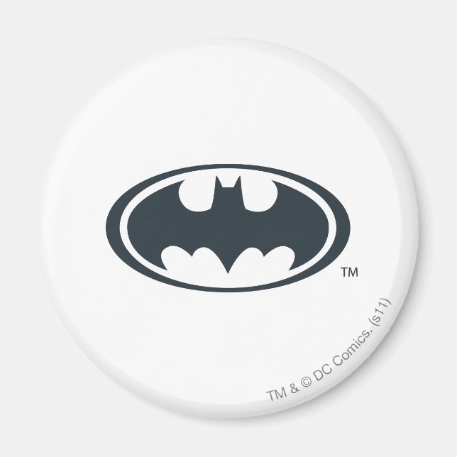 Batman Symbol | Schwarz-Weiß-Logo Magnet (Vorne)