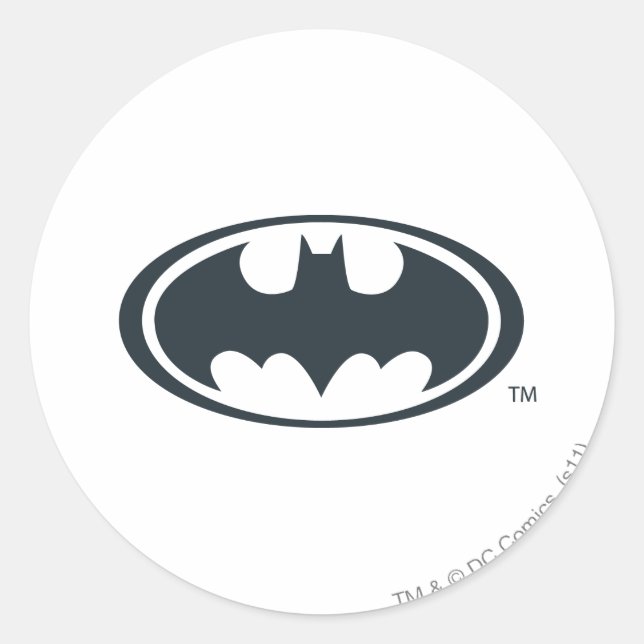 Batman Symbol | Schwarz-Weiß-Logo Runder Aufkleber (Vorderseite)