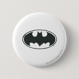 Batman Symbol Schwarz-weißes Spray-Logo Button