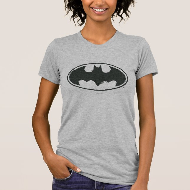 Batman Symbol | Schwarz-weißes Spray-Logo T-Shirt (Vorderseite)