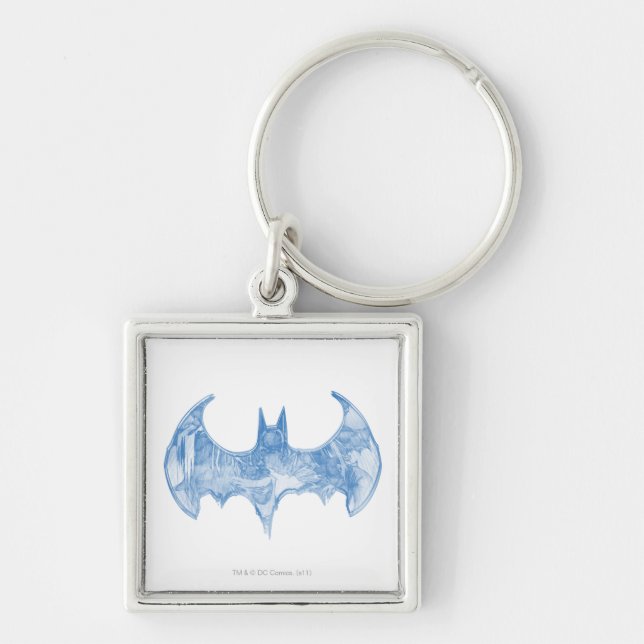 Batman Symbol | Sketchbook Light Blue Logo Schlüsselanhänger (Vorne)
