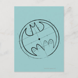 Batman Symbol   Technisches Sketch-Logo Postkarte
