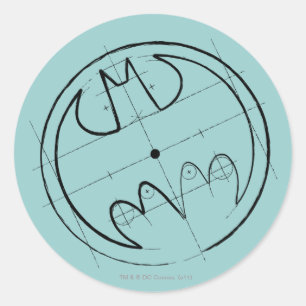 Batman Symbol Technisches Sketch-Logo Runder Aufkleber