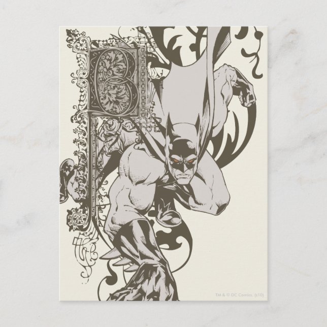 Batman und Dekorationsbrief B Postkarte (Vorderseite)