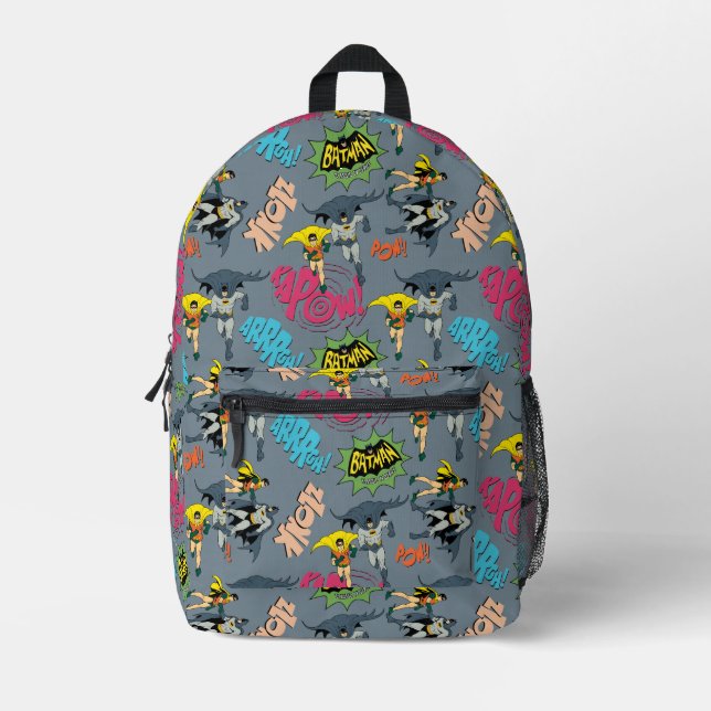 Batman und Robin Action Pattern Bedruckter Rucksack (Vorderseite)