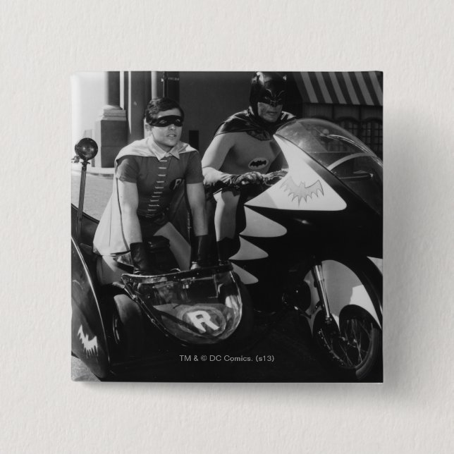 Batman und Robin auf Batcycle Button (Vorderseite)