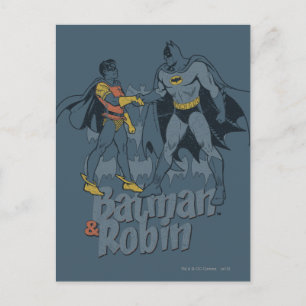 Batman und Robin bedrückte Grafik Postkarte