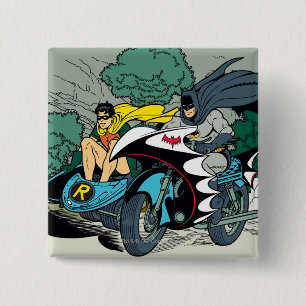 Batman und Robin im Batcycle Button