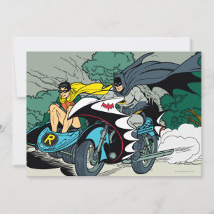 Batman und Robin im Batcycle Einladung