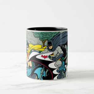 Batman und Robin im Batcycle Zweifarbige Tasse