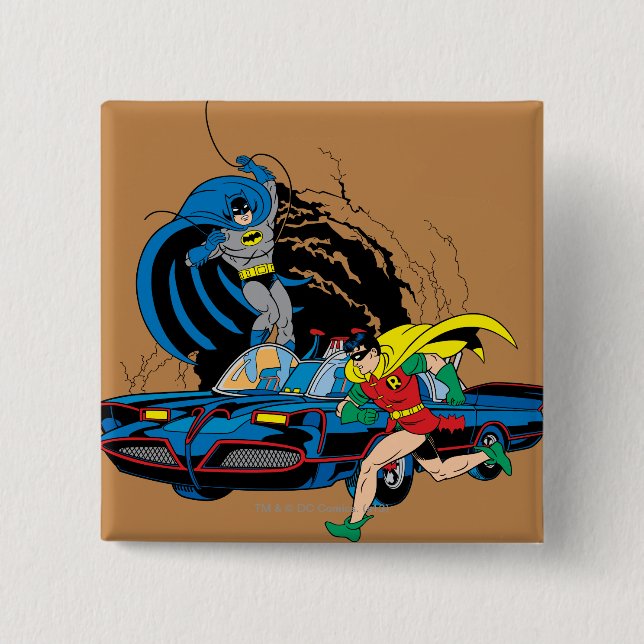 Batman und Robin in Batcave Button (Vorderseite)