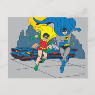 Batman und Robin laufen Postkarte
