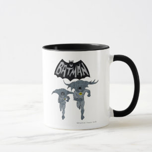 Batman und Robin mit Logo abgenutztes Grafikdesign Tasse