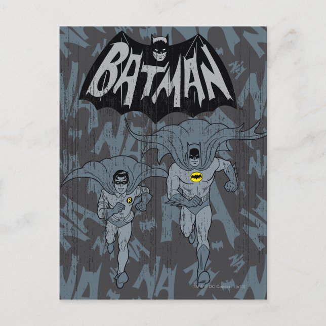 Batman und Robin mit Logo-bedrückte Grafik Postkarte (Vorderseite)