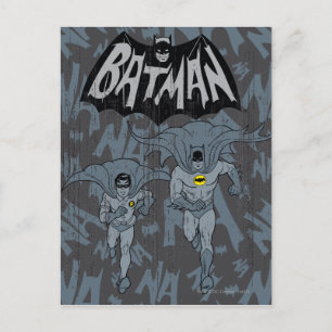 Batman und Robin mit Logo-bedrückte Grafik Postkarte