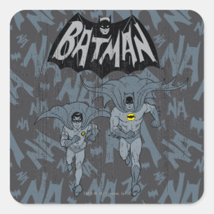 Batman und Robin mit Logo-bedrückte Grafik Quadratischer Aufkleber