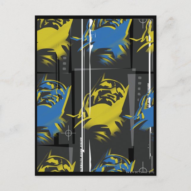 Batman Urban Legends - Mask Grid Pattern Blue/Yell Postkarte (Vorderseite)