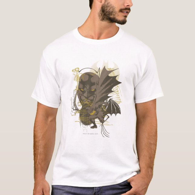 Batman Vintag Grunge Portrait T-Shirt (Vorderseite)