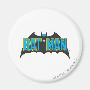 Batman   Vintage Blau-Schwarzes Logo Magnet