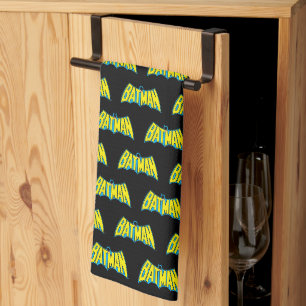 Batman Vintage Gelb Blau Logo Geschirrtuch