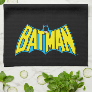 Batman Vintage Gelb Blau Logo Geschirrtuch