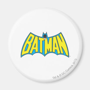 Batman   Vintage Gelb Blau Logo Magnet