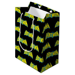 Batman Vintage Gelb Blau Logo Mittlere Geschenktüte