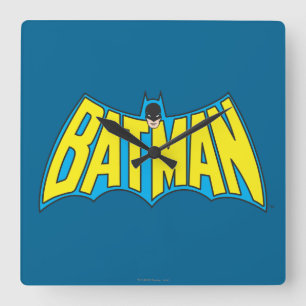 Batman Vintage Gelb Blau Logo Quadratische Wanduhr