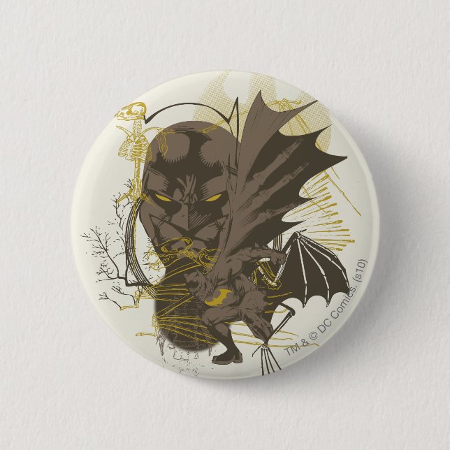 Batman Vintage-Grunge-Porträt Button (Vorderseite)